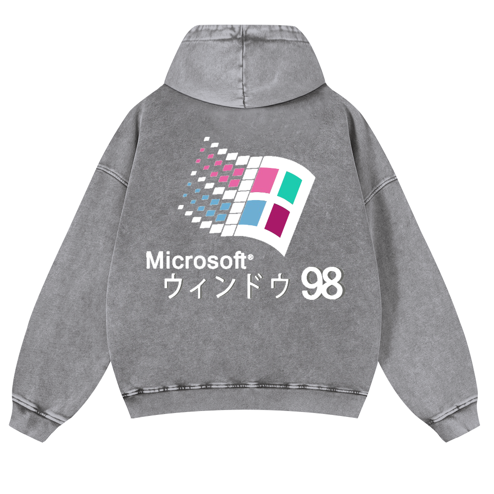 Microsoft Windows 98 Vintage Washed Cotton Back Art Hoodie