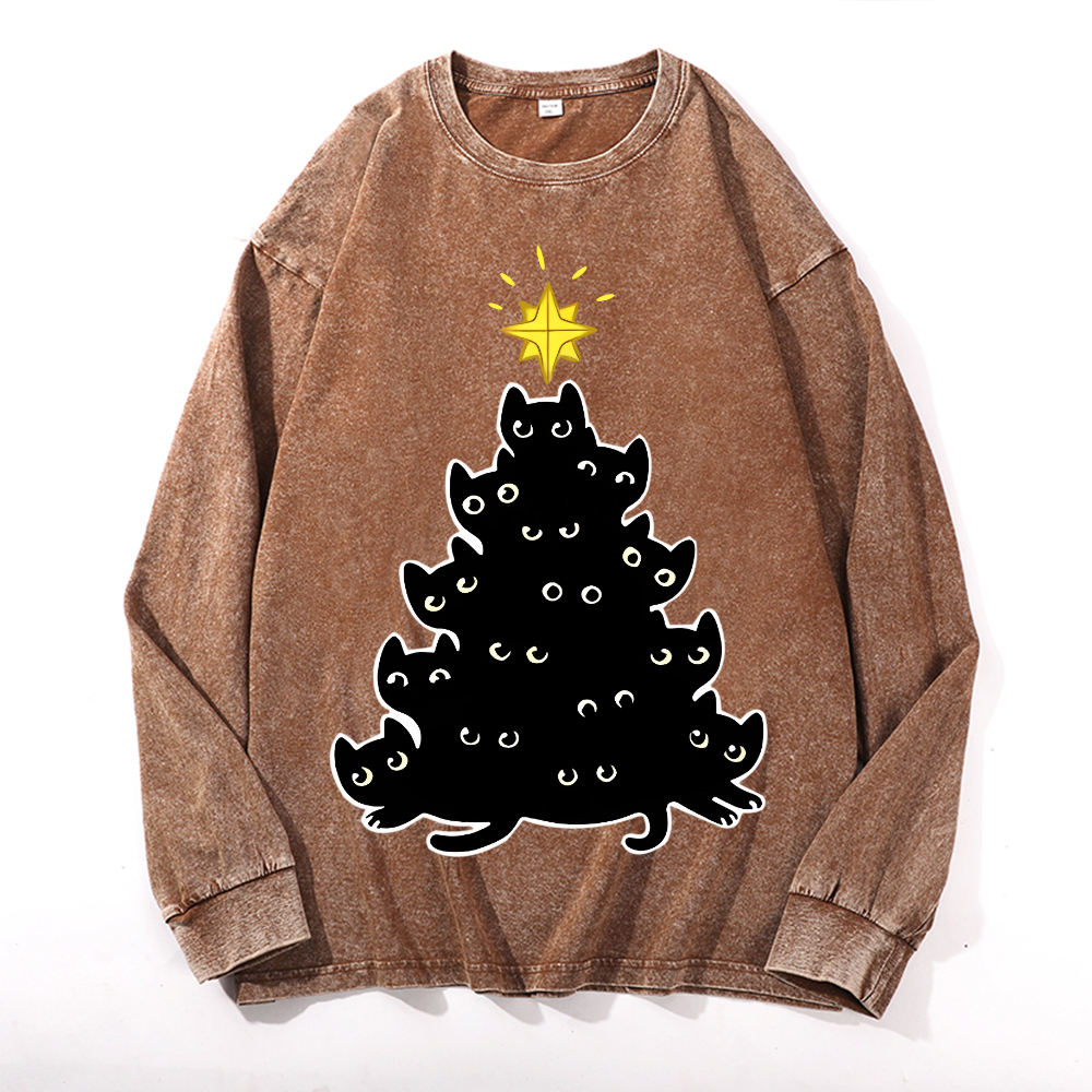 Cat Vintage Cotton Wash Crewneck Sweatshirt