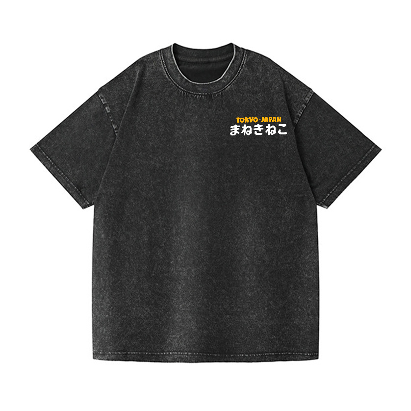 Godzilla Vintage Wash Japanese Design Back Art T-Shirt