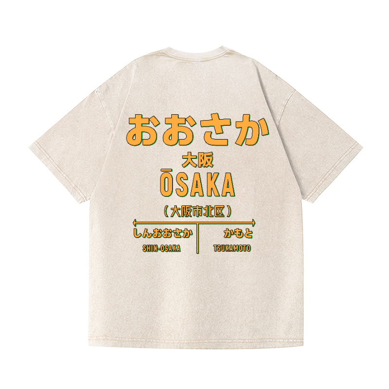 Osaka Vintage Wash Japanese Design Back Art T-Shirt