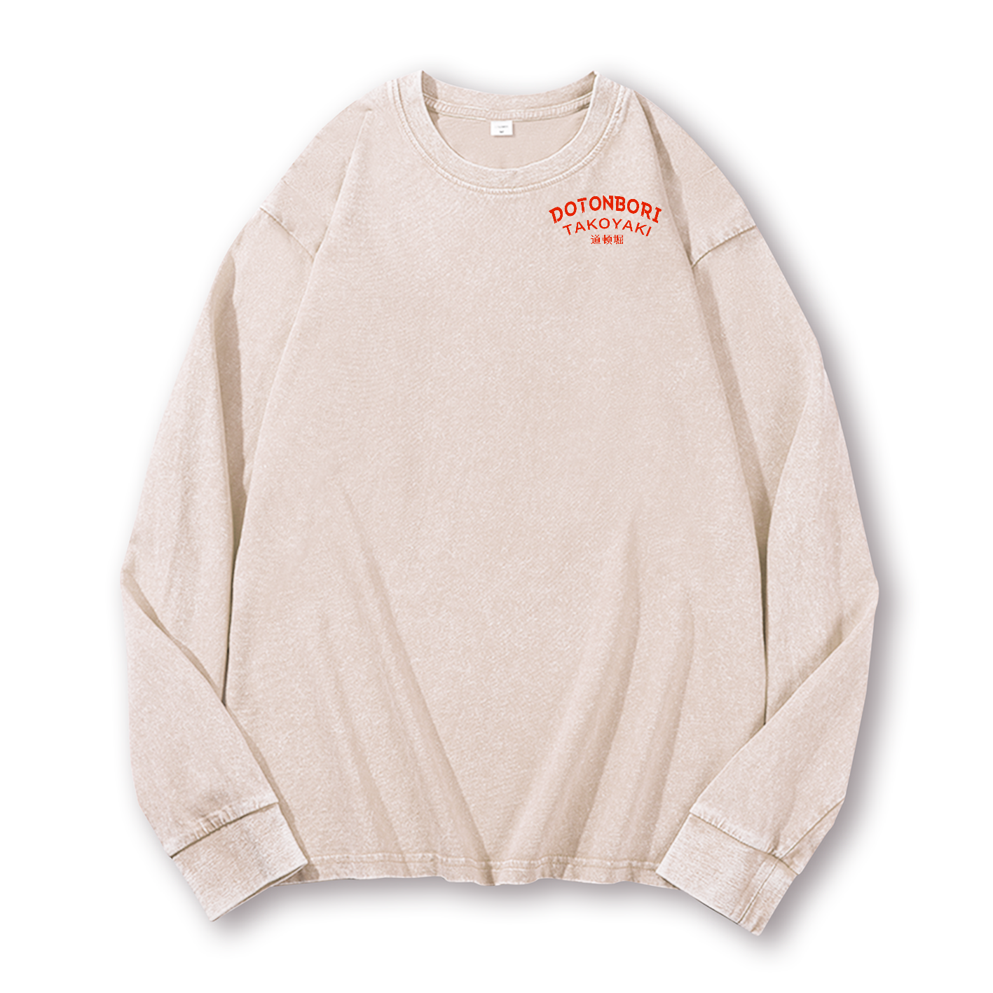 Osaka Dotonbori Octopus Vintage Washed Cotton Back Art Long-sleeve T-shirt