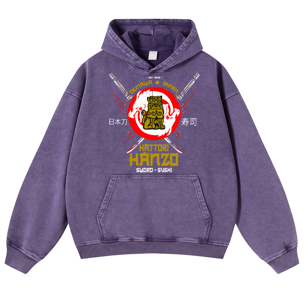 Hattori Hanzo Komainu Vintage Washed Thick Cotton Hoodie