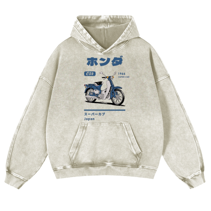 Honda C50 Super Cub Vintage Washed Thick Cotton Hoodie