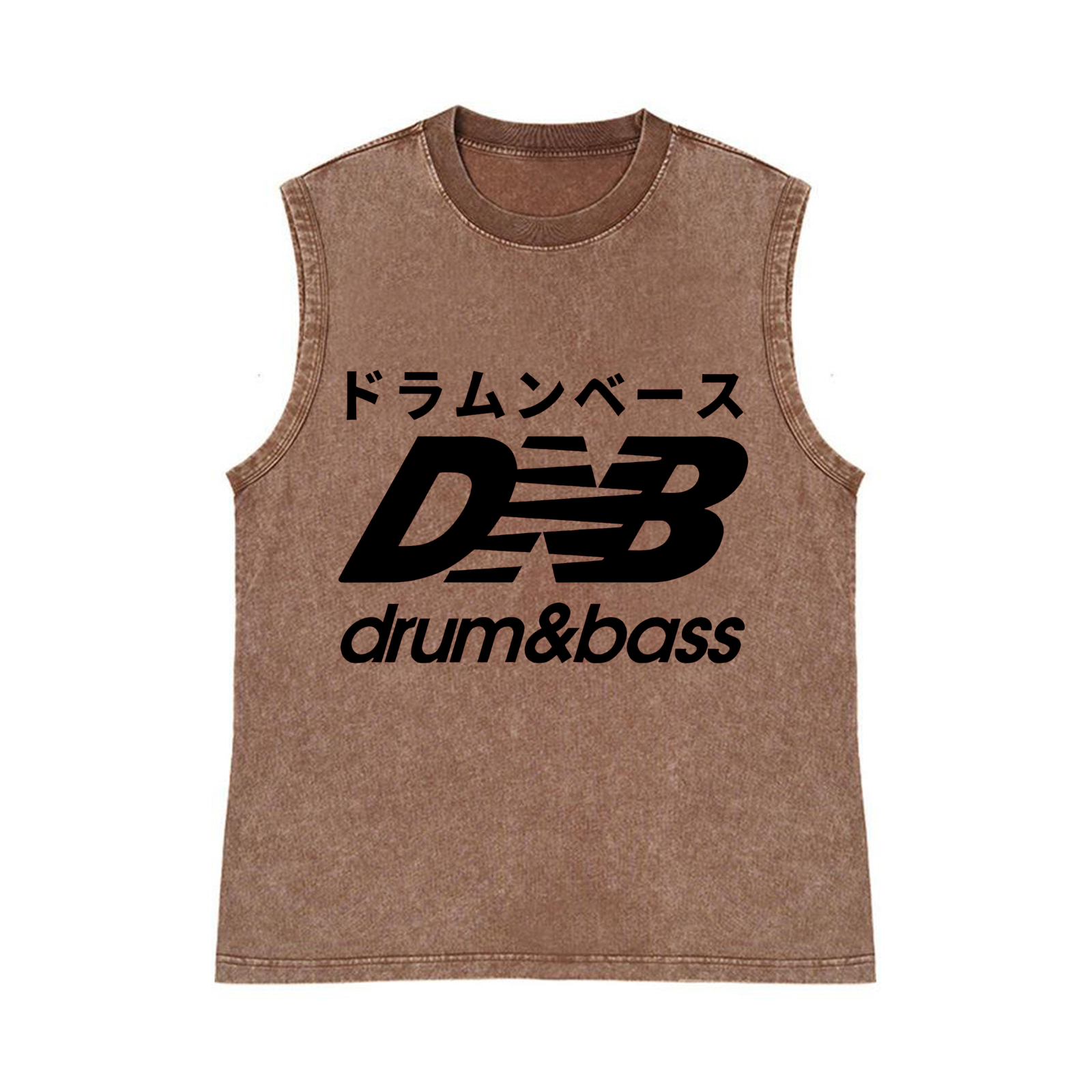 Drum and Bass Pure Cotton Wash-Dyed Sleeveless Tank Top