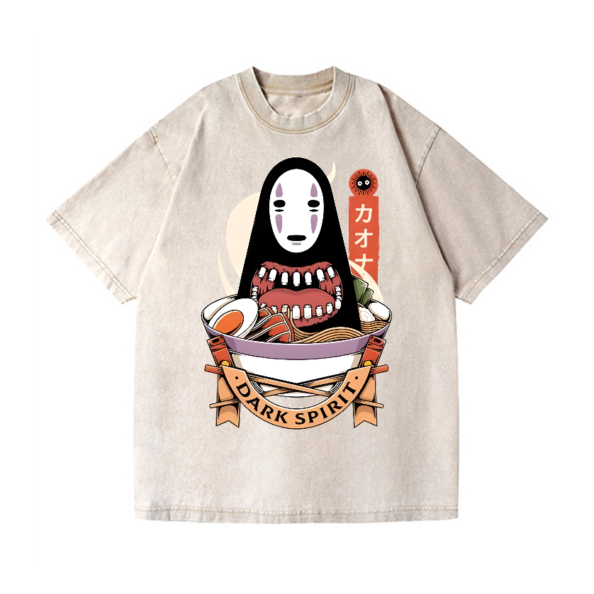 Ramen Ghibli No Face Kaonashi Vintage Wash Japanese Design T-Shirt