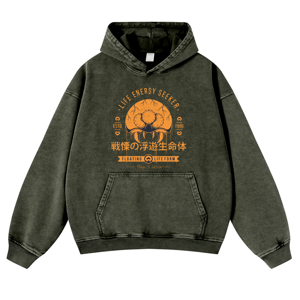 Frightening Floating Organisms Vintage Washed Thick Cotton Hoodie