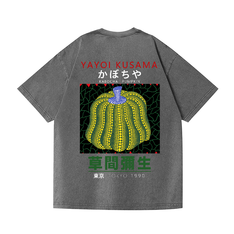 Yayoi Kusama Mushroom Vintage Wash Japanese Design Back Art T-Shirt