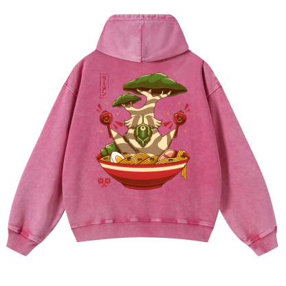 Bonsai Ramen Vintage Washed Cotton Back Art Hoodie