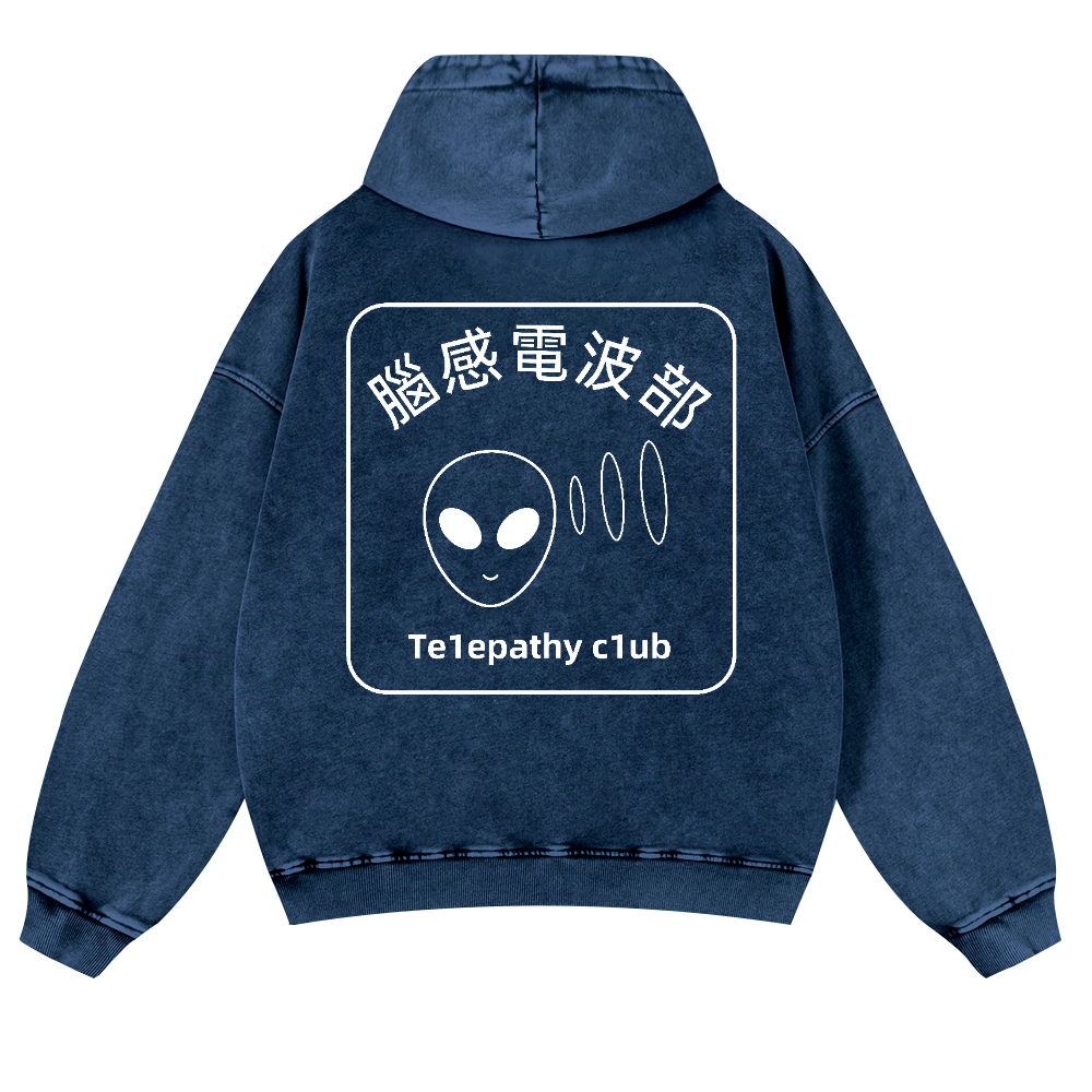 Telepathy Club Vintage Washed Cotton Back Art Hoodie
