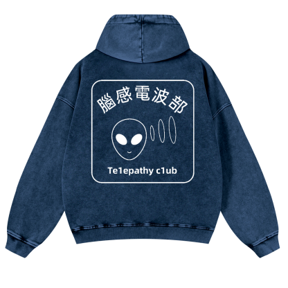 Telepathy Club Vintage Washed Cotton Back Art Hoodie