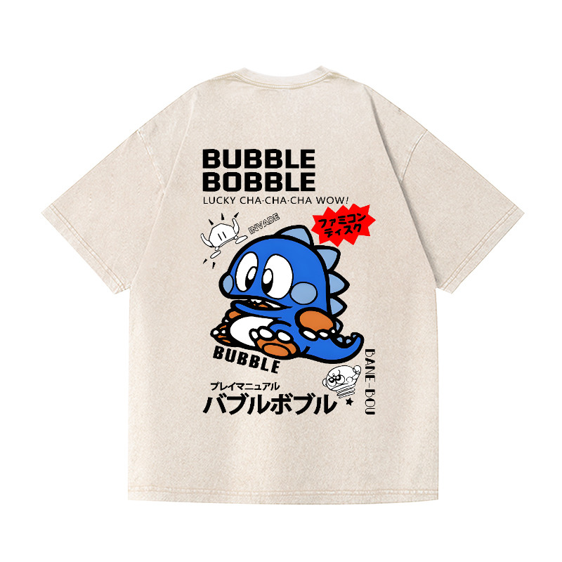 Bubble Bobble Dinosaur Vintage Wash Japanese Design Back Art T-Shirt