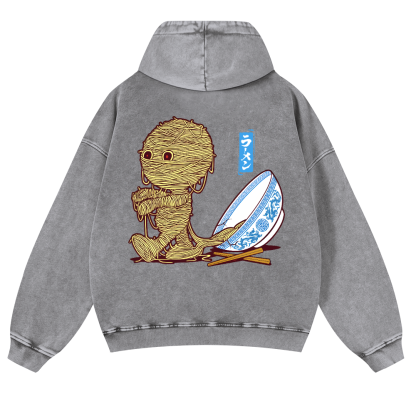 Ramen Yummy Vintage Washed Cotton Back Art Hoodie