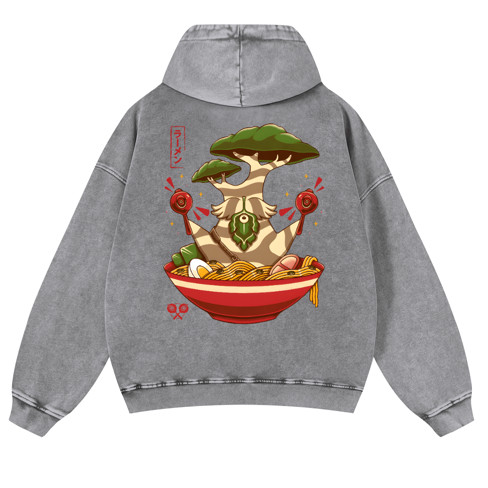Bonsai Ramen Vintage Washed Cotton Back Art Hoodie