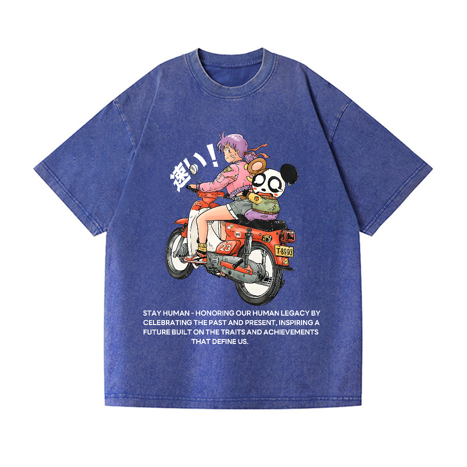 Motorcycle Vintage Wash Japanese Design T-Shirt
