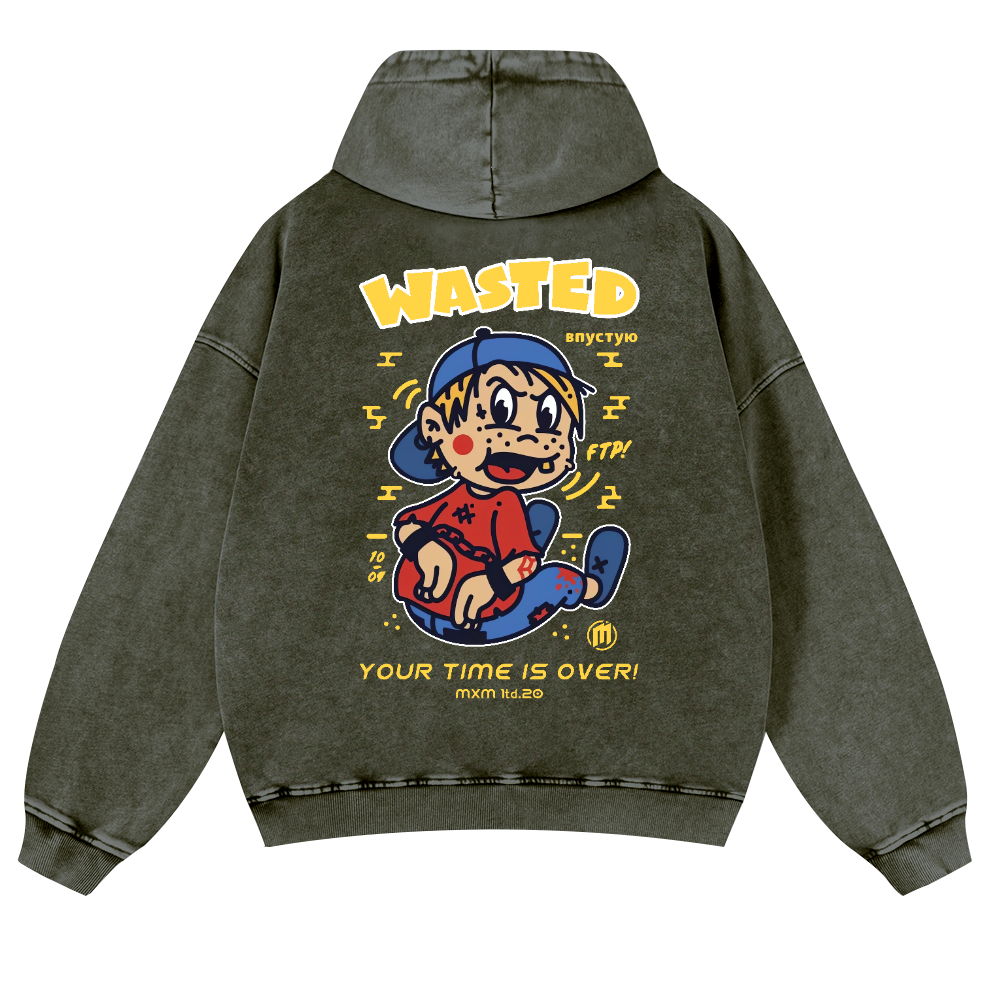 Wasted Vintage Washed Cotton Back Art Hoodie