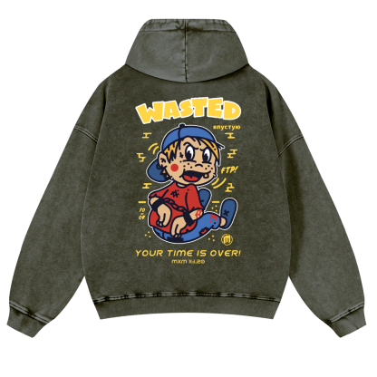 Wasted Vintage Washed Cotton Back Art Hoodie