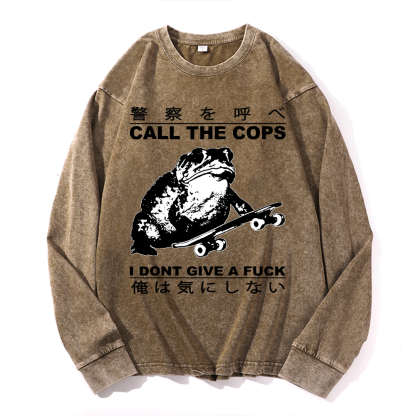 Frog Cops Vintage Cotton Wash Long-sleeve T-shirt