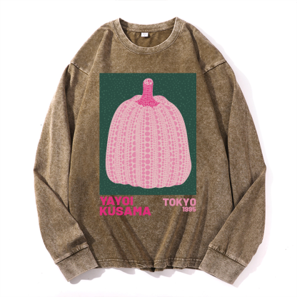 Yayoi Kusama Pumpkin Vintage Cotton Wash Crewneck Sweatshirt