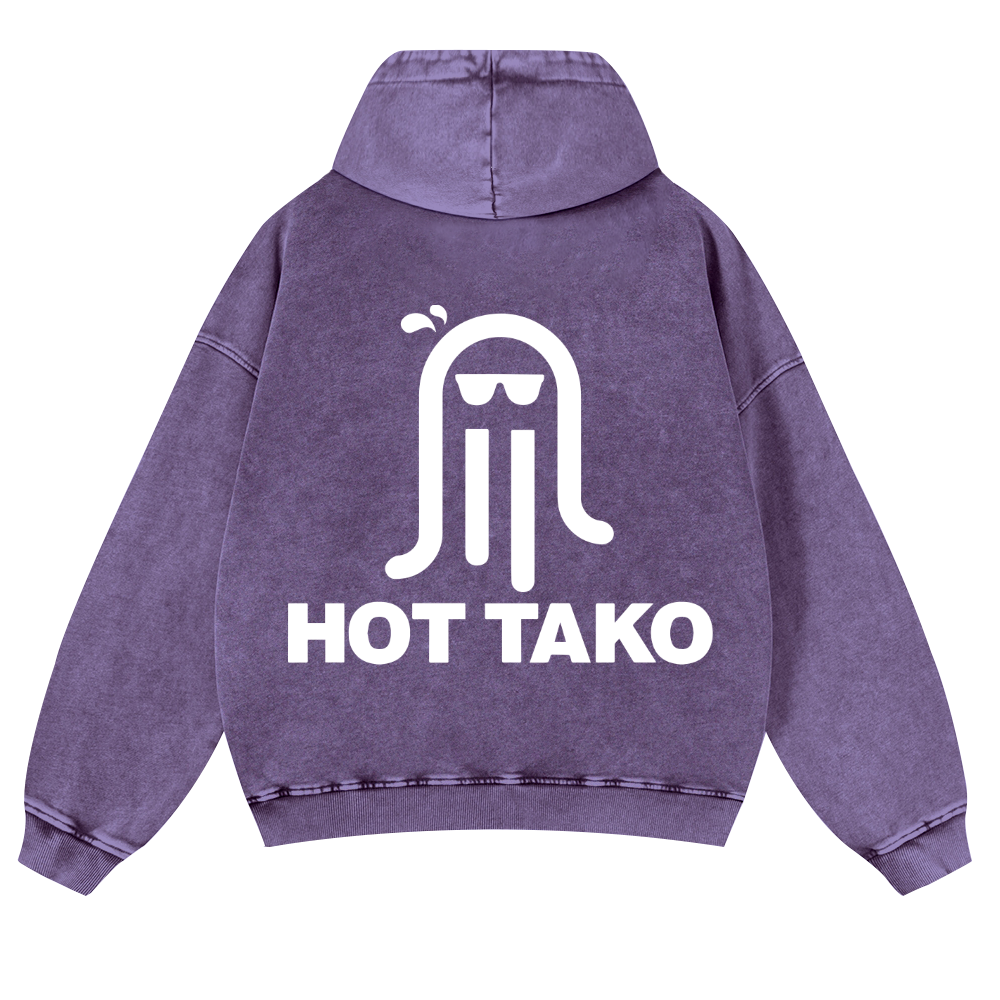Hot Tako Vintage Washed Cotton Back Art Hoodie