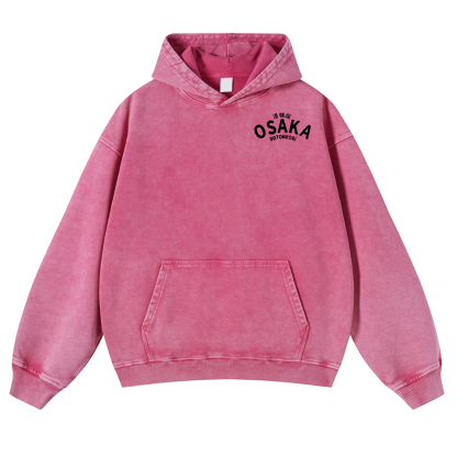 Osaka Dotonbori Drunken Octopus Vintage Washed Cotton Back Art Hoodie