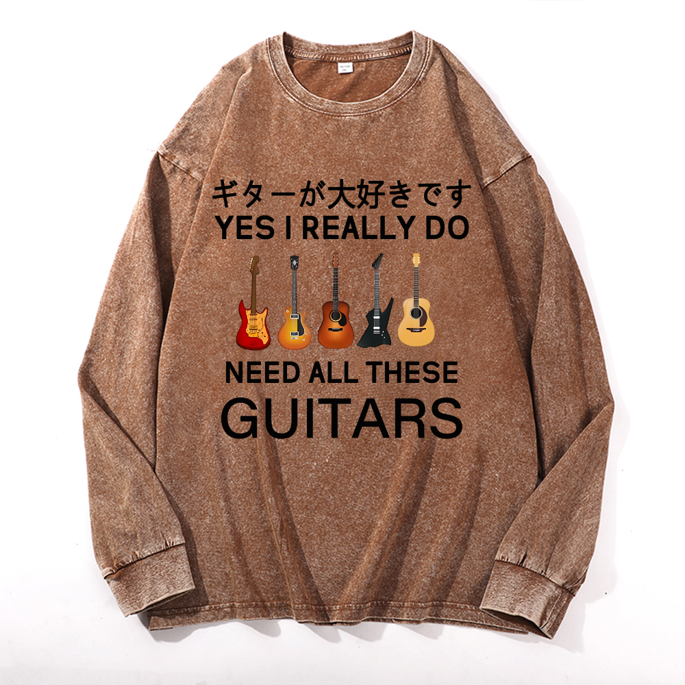 Guitars Vintage Cotton Wash Long-sleeve T-shirt