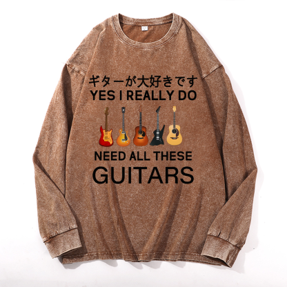 Guitars Vintage Cotton Wash Long-sleeve T-shirt