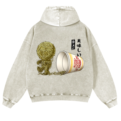Ramen Mummy Vintage Washed Cotton Back Art Hoodie