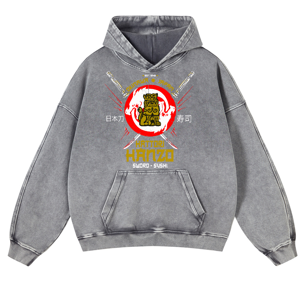 Hattori Hanzo Komainu Vintage Washed Thick Cotton Hoodie