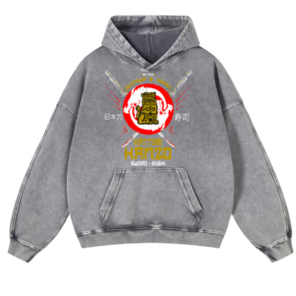 Hattori Hanzo Komainu Vintage Washed Thick Cotton Hoodie