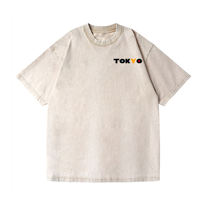 Tokyo Art Vintage Wash Japanese Design Back Art T-Shirt