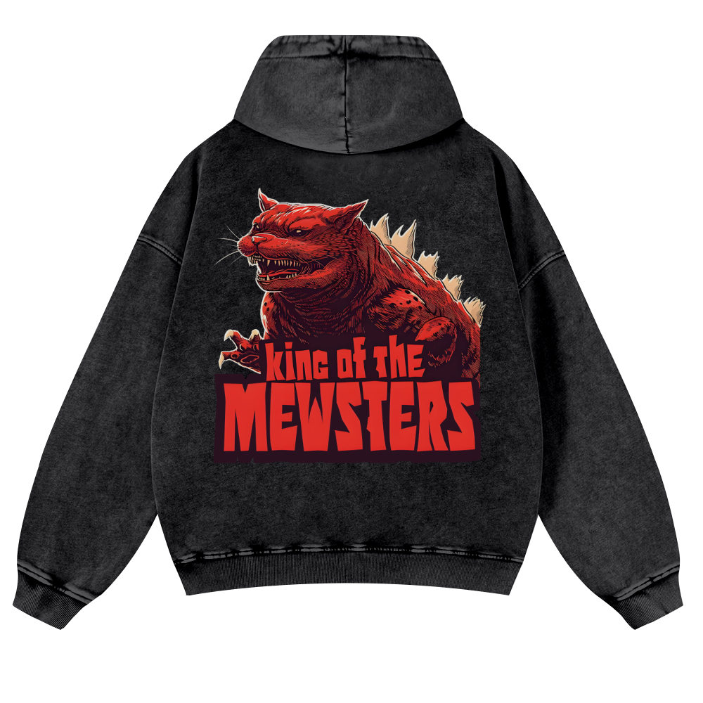Catzilla Cat Godzilla Vintage Washed Cotton Back Art Hoodie