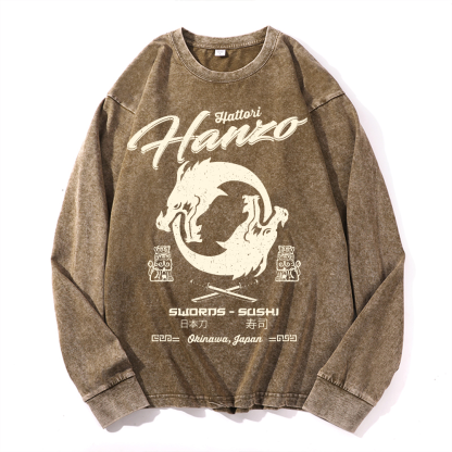 Hattori Hanzo Okinawa Japan Vintage Cotton Wash Crewneck Sweatshirt