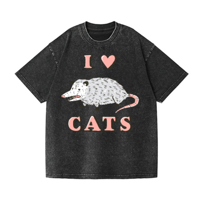 I LOVE CATS Vintage Wash Japanese Design T-Shirt