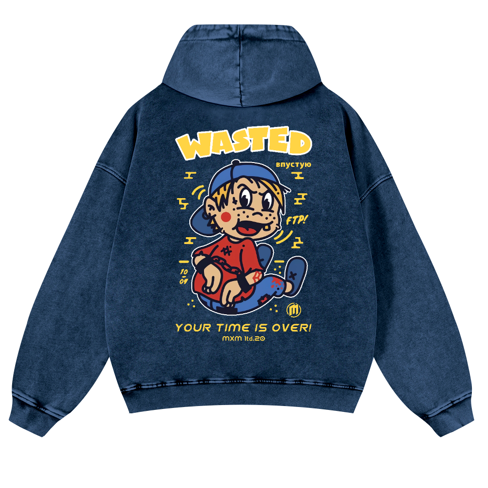 Wasted Vintage Washed Cotton Back Art Hoodie