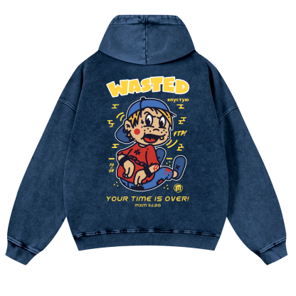 Wasted Vintage Washed Cotton Back Art Hoodie
