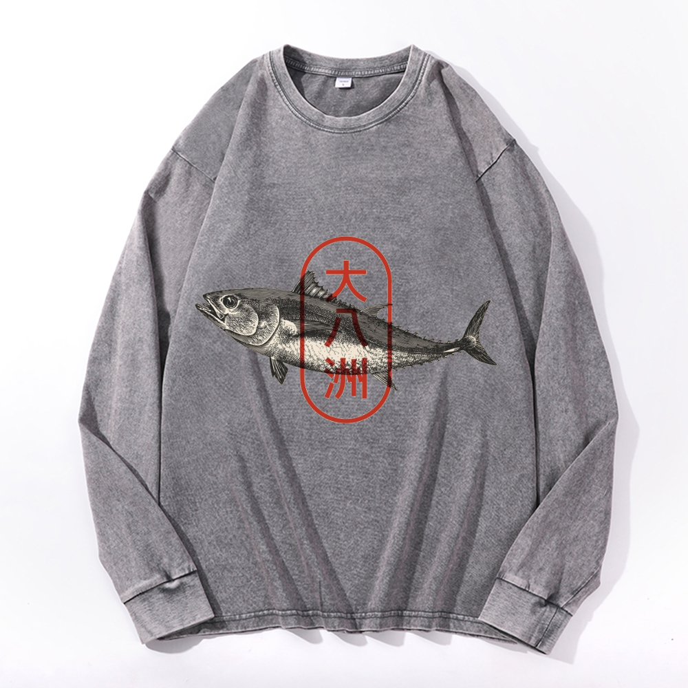 Great Eight Islands of Japan Vintage Cotton Wash Crewneck Sweatshirt