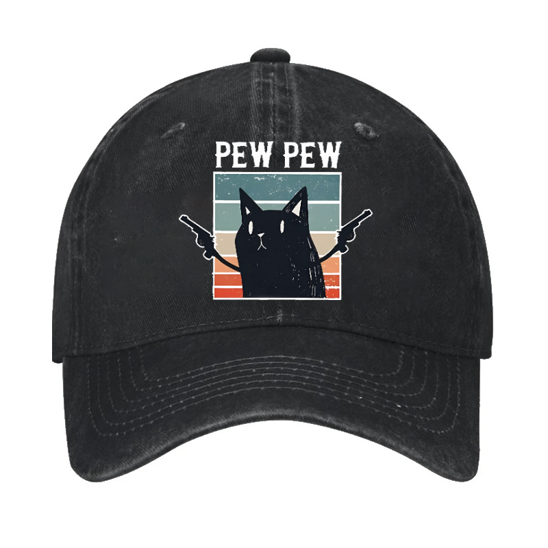 Pew Pew Cat Vintage Cotton Cap