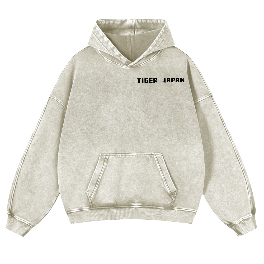 Tiger Japan Vintage Washed Cotton Back Art Hoodie