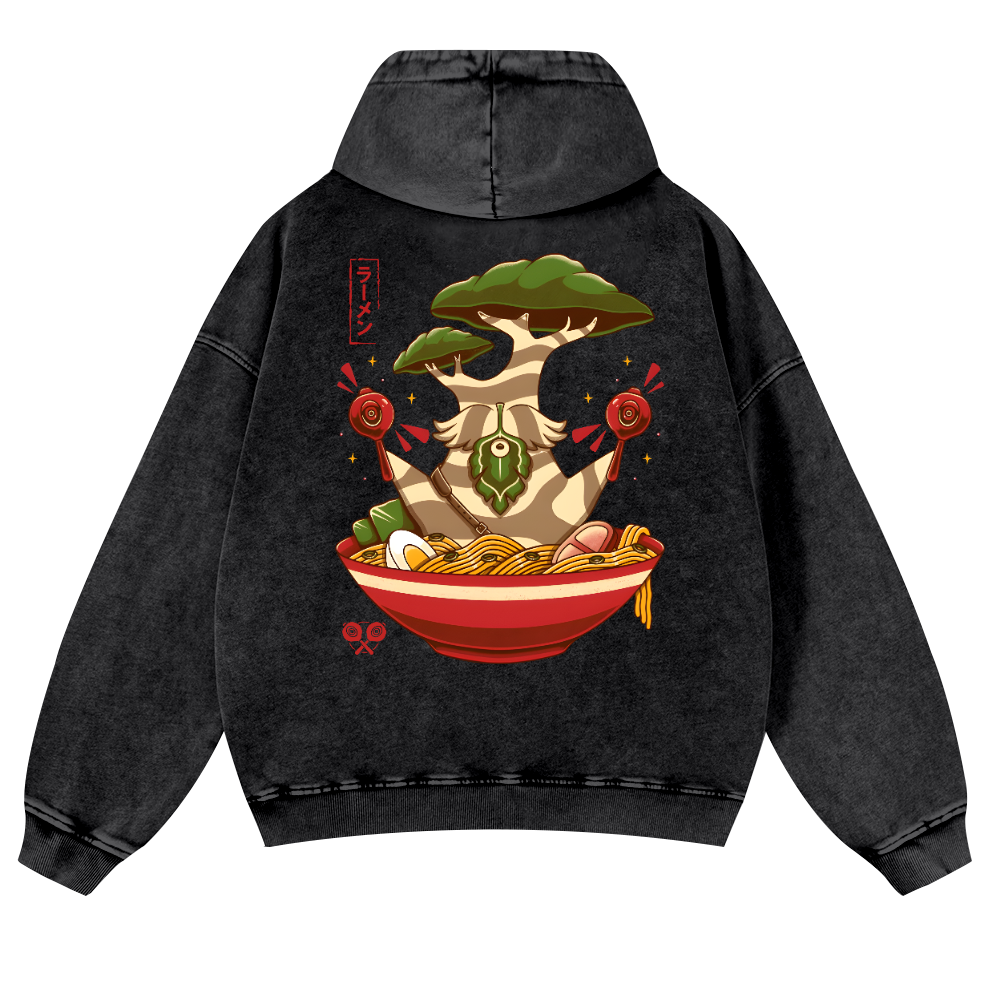 Bonsai Ramen Vintage Washed Cotton Back Art Hoodie