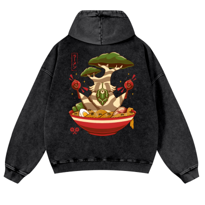 Bonsai Ramen Vintage Washed Cotton Back Art Hoodie