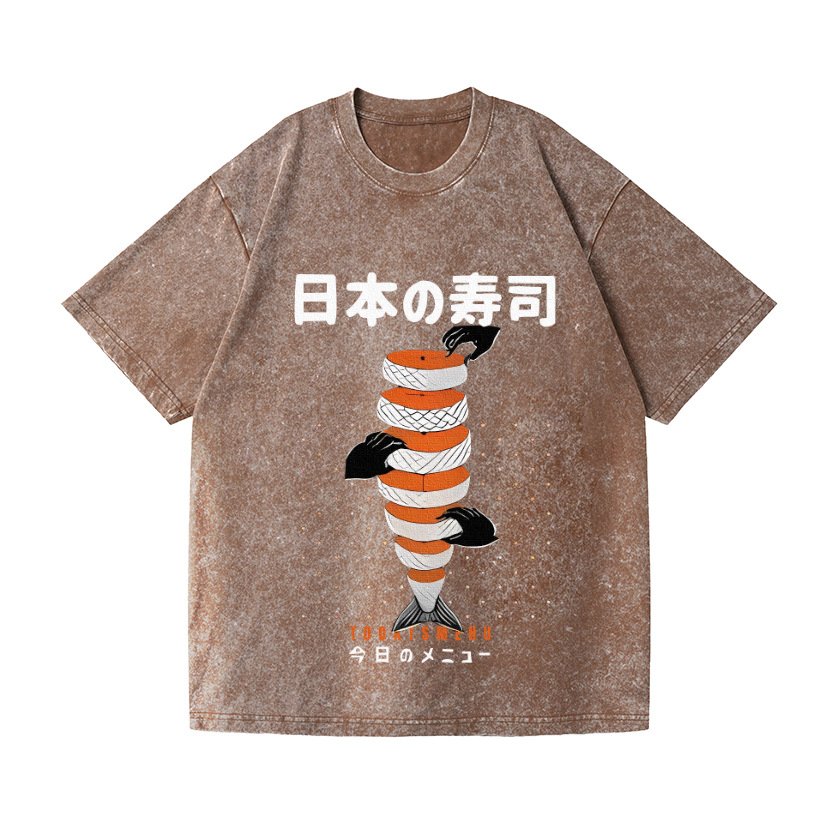 Delicious Salmon Sushi Vintage Wash Japanese Design T-Shirt