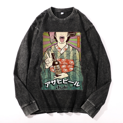 Asahi Breweries Vintage Cotton Wash Crewneck Sweatshirt
