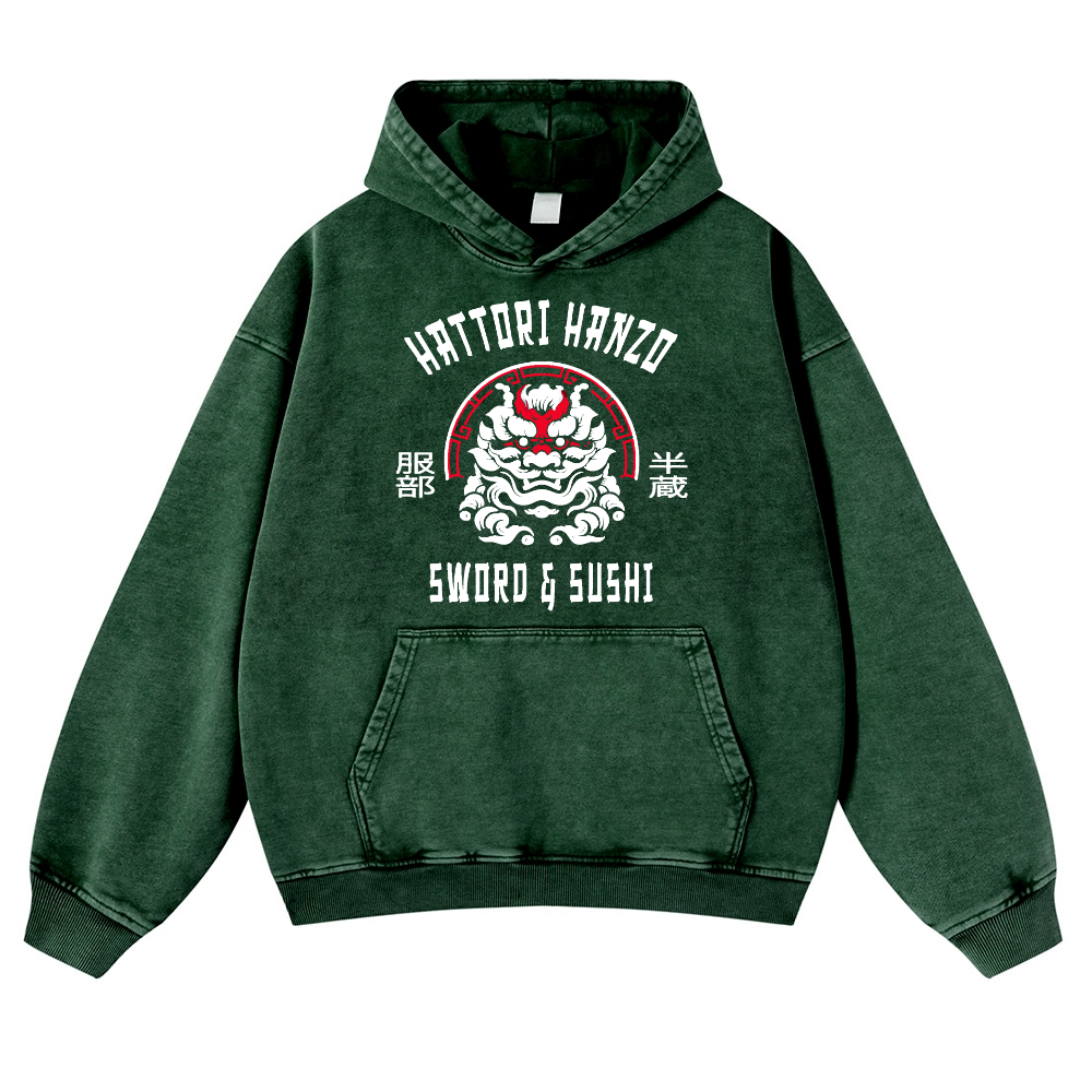 Hattori Hanzo Vintage Washed Thick Cotton Hoodie