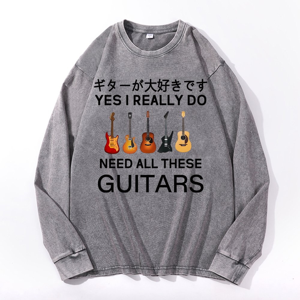 Guitars Vintage Cotton Wash Long-sleeve T-shirt