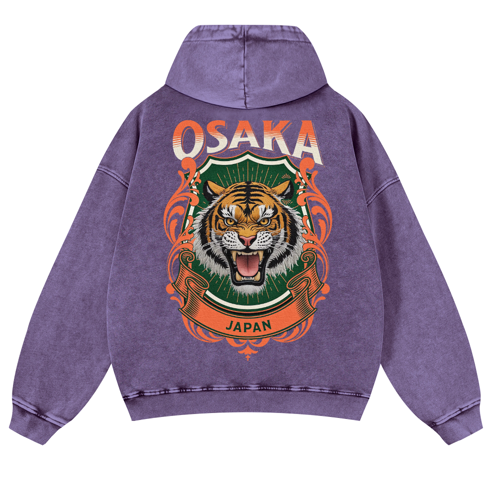 Osaka Tiger Vintage Washed Cotton Back Art Hoodie