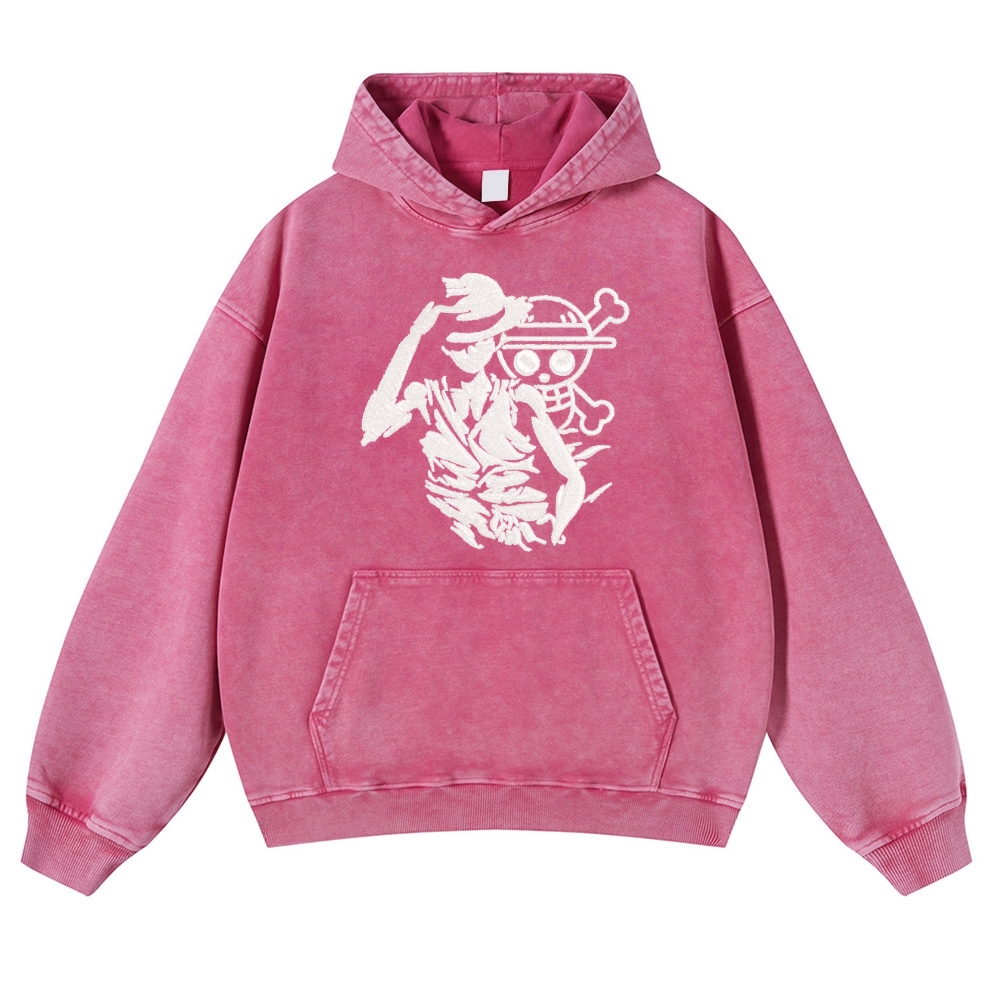 One Piece Vintage Washed Thick Cotton Hoodie