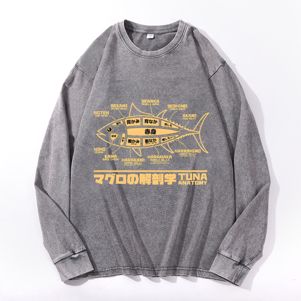 Tuna Fish Vintage Cotton Wash Crewneck Sweatshirt