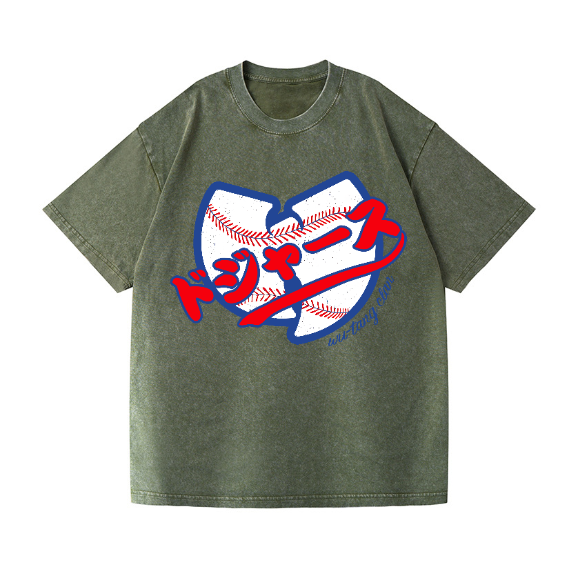 Dodgers Dream Wu Tang Clan Baseball Vintage Wash Japanese Design T-Shirt