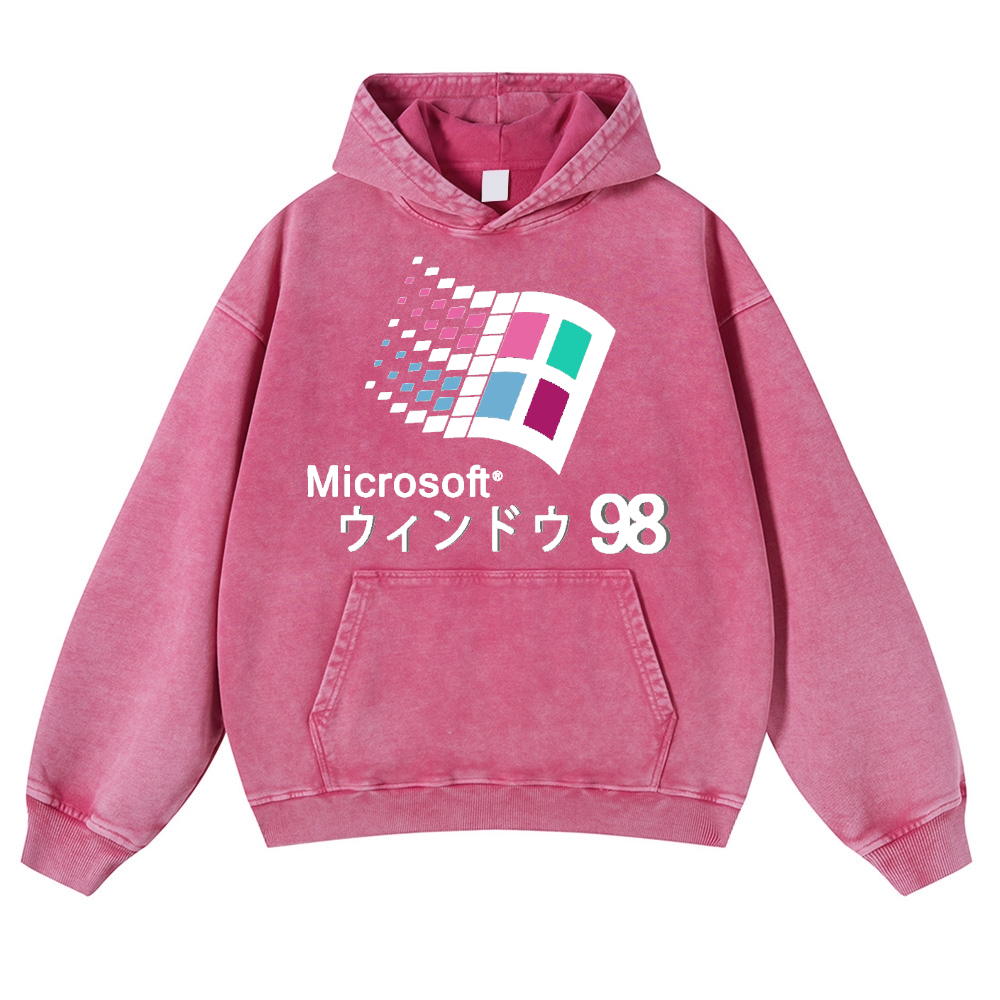 Microsoft Windows 98 Vintage Washed Thick Cotton Hoodie