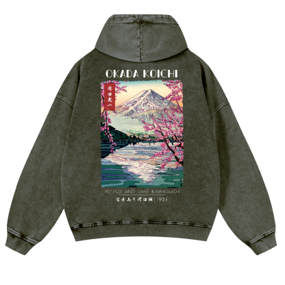 Okada Koichi Vintage Washed Cotton Back Art Hoodie